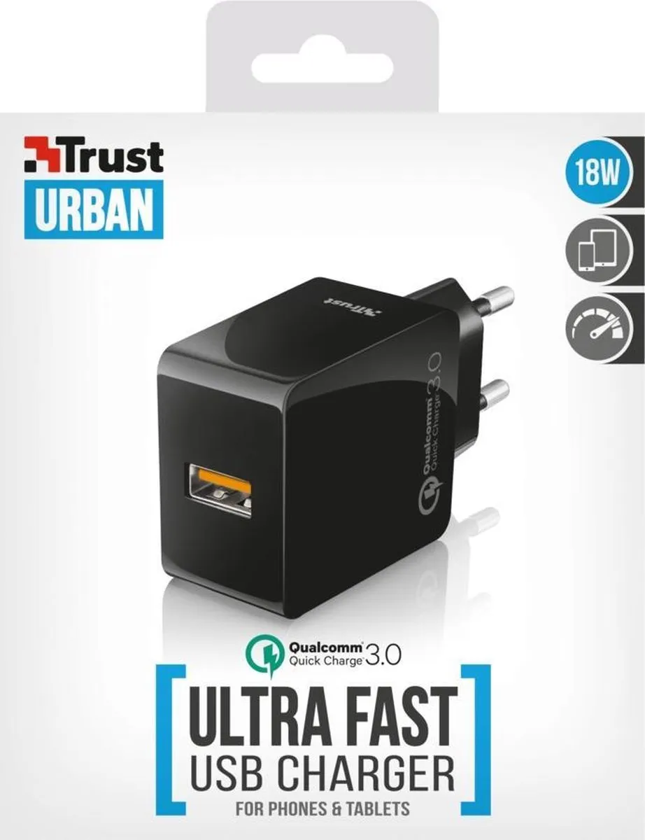 Trust UR ULTRAFAST QC3 21818 Wandoplader 18W - Zwart - afbeelding 6 van 6