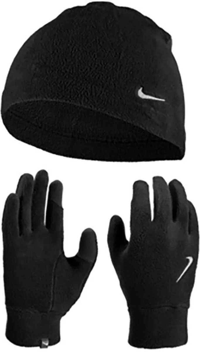 Nike Fleece Muts & Handschoenen Set Dames M/L - Zwart/Zilver