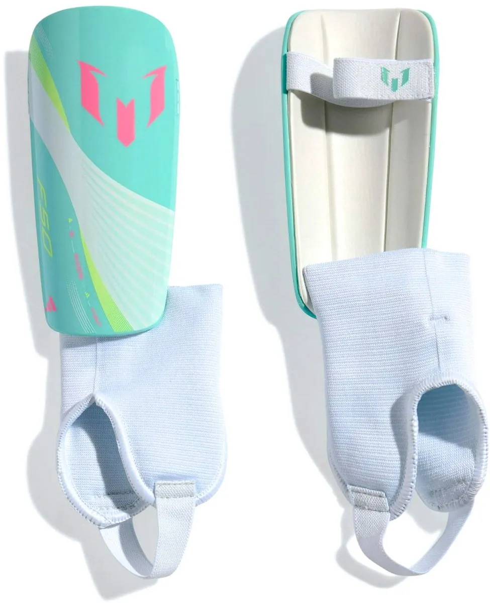 adidas Messi Match Scheenbeschermers Junior L - Lichtblauw/Wit/Rosa