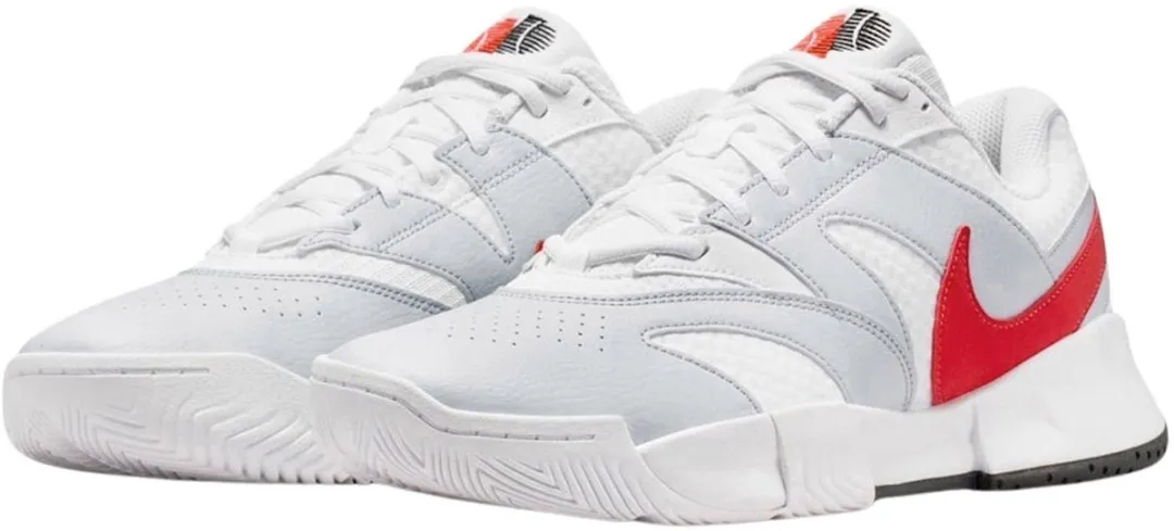 Nike Court Lite 4 Tennisschoenen FD6574-109 - Maat 45 - Wit/Rood/Grijs