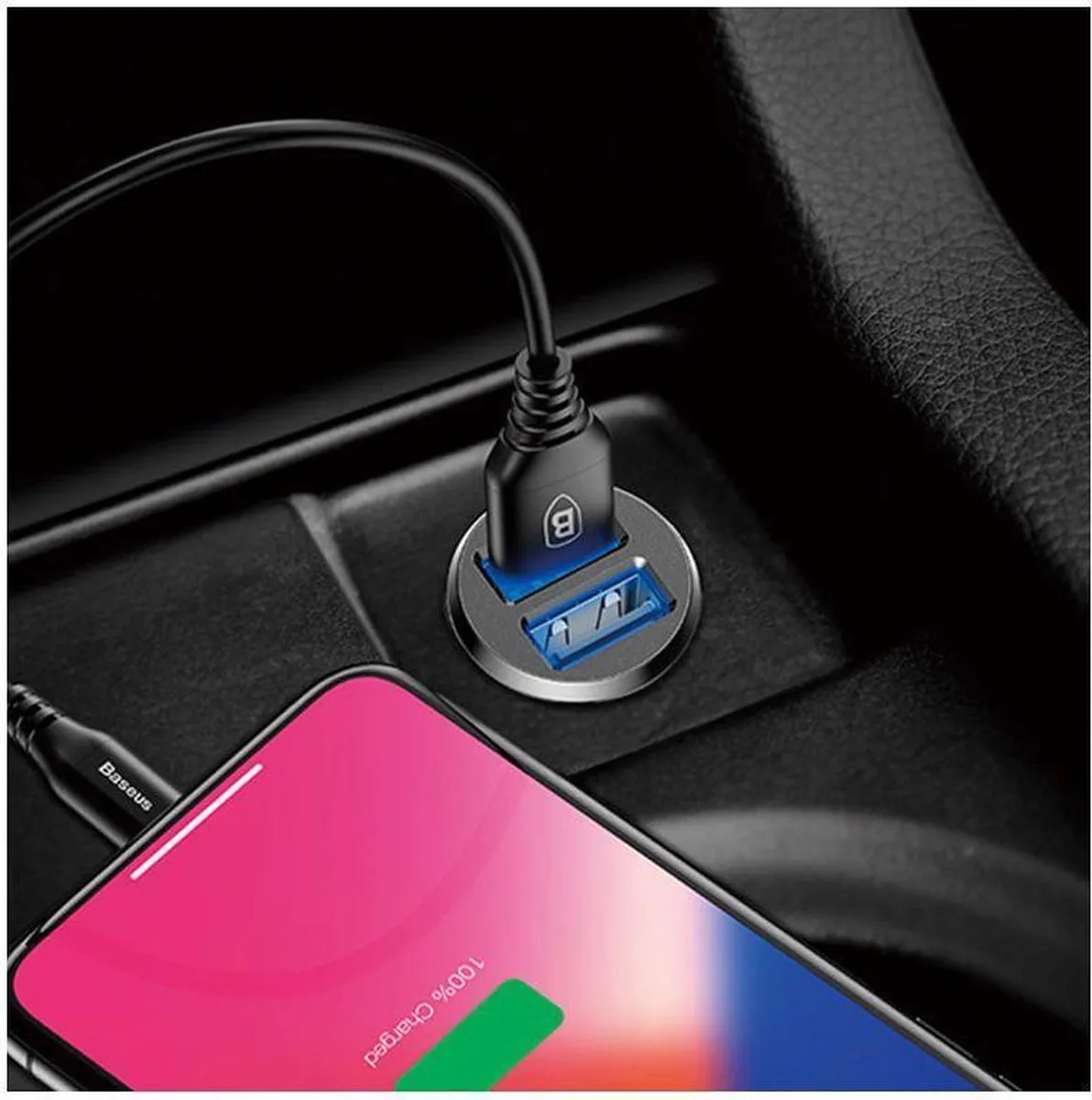 Baseus CCALL-ML01 Autolader - 2x USB 3.1A - Zwart
