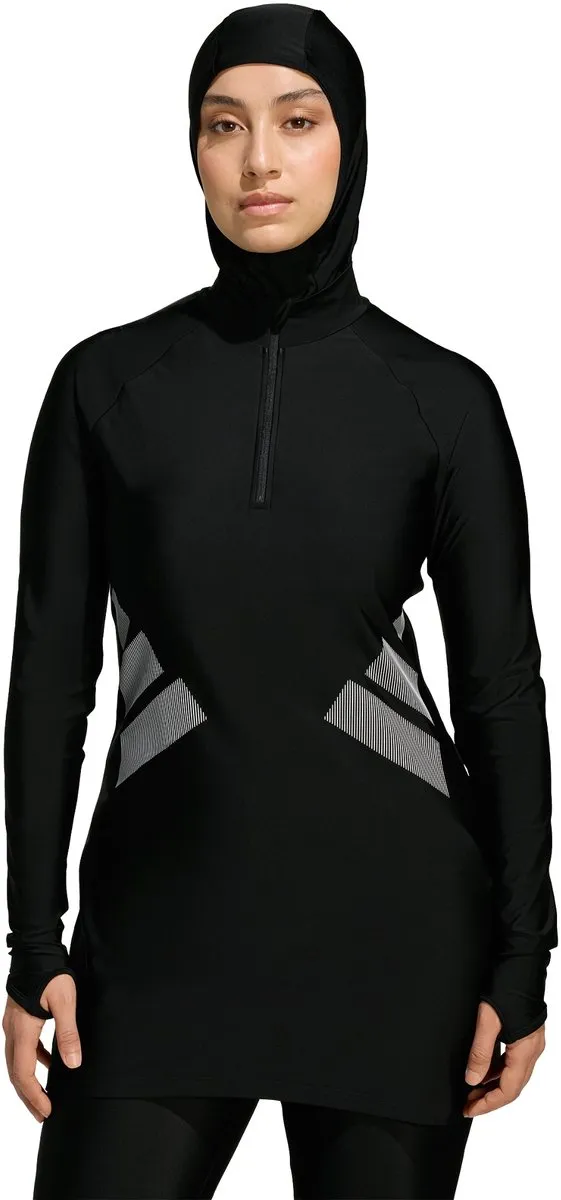 adidas Performance BIG BARS Zwemtop Lange Mouwen - Zwart