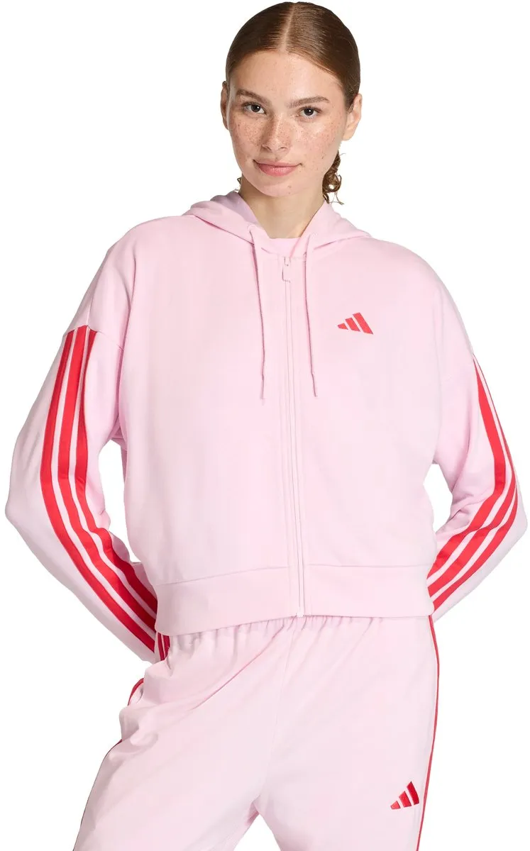 adidas Essentials 3-Stripes French Terry Ritshoodie KD4789 - Roze