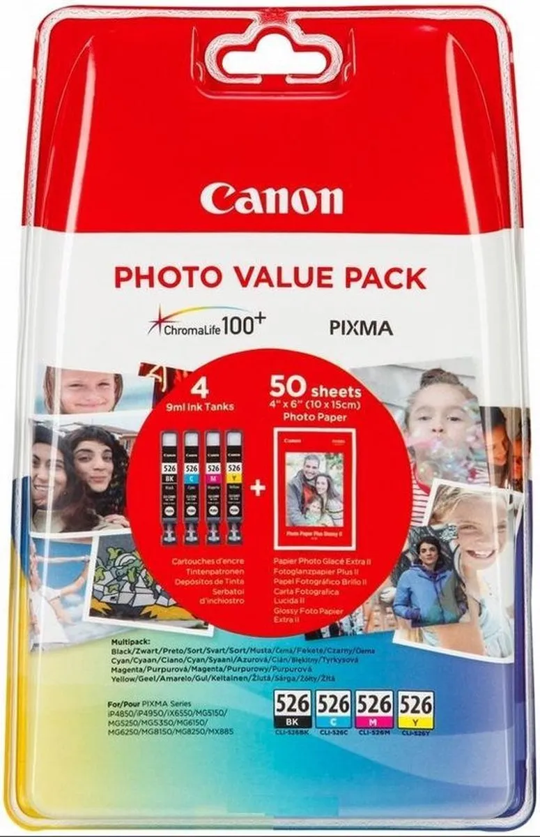 Canon CLI-526 Inktcartridgeset CMYK - 4 Stuks - 554ml