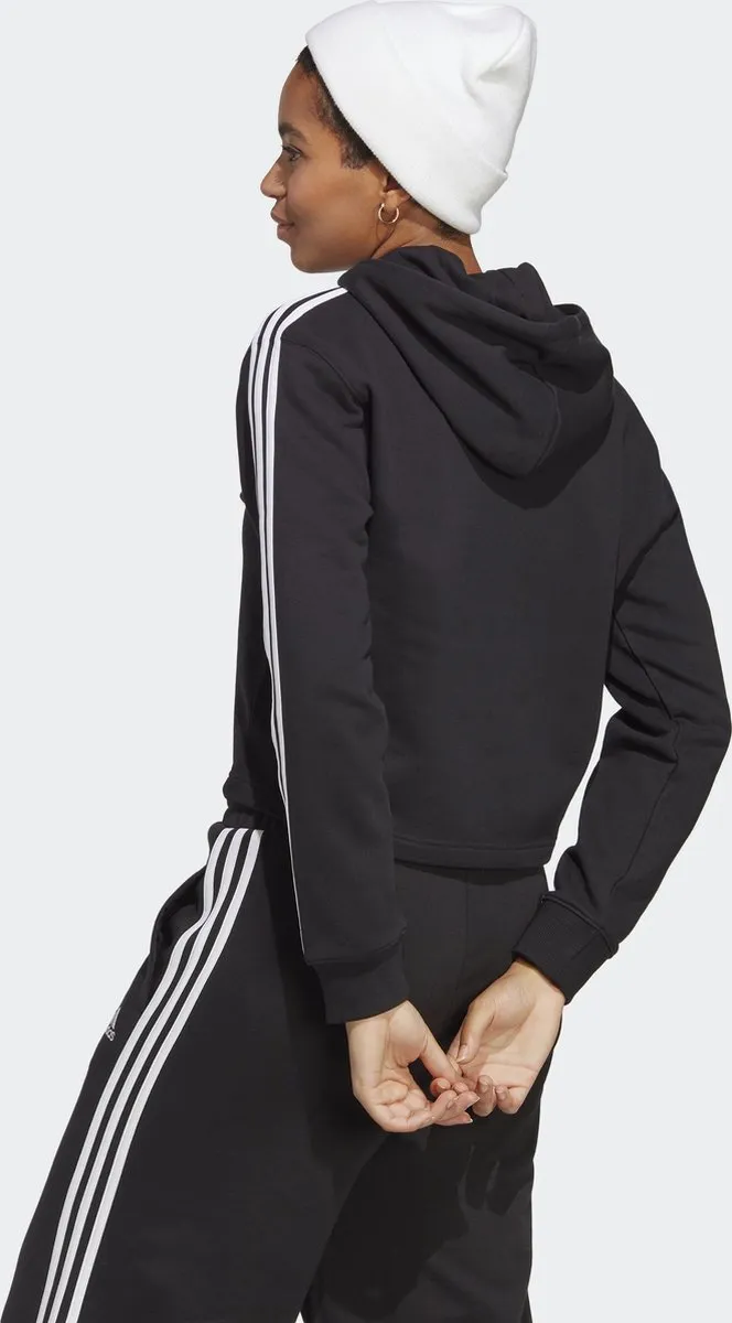 adidas Sportswear Essentials 3-Stripes French Terry Crop Hoodie IC8767 - Zwart - XL - afbeelding 6 van 6