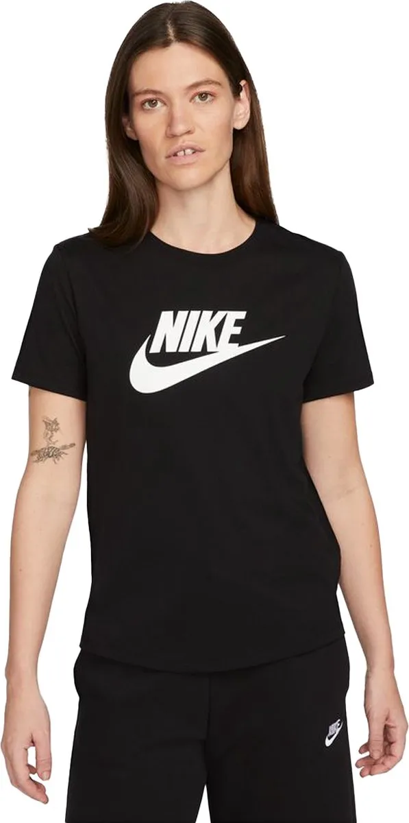 Nike NSW Essential Icon Fit Dames Sportshirt - XL - Zwart/Wit