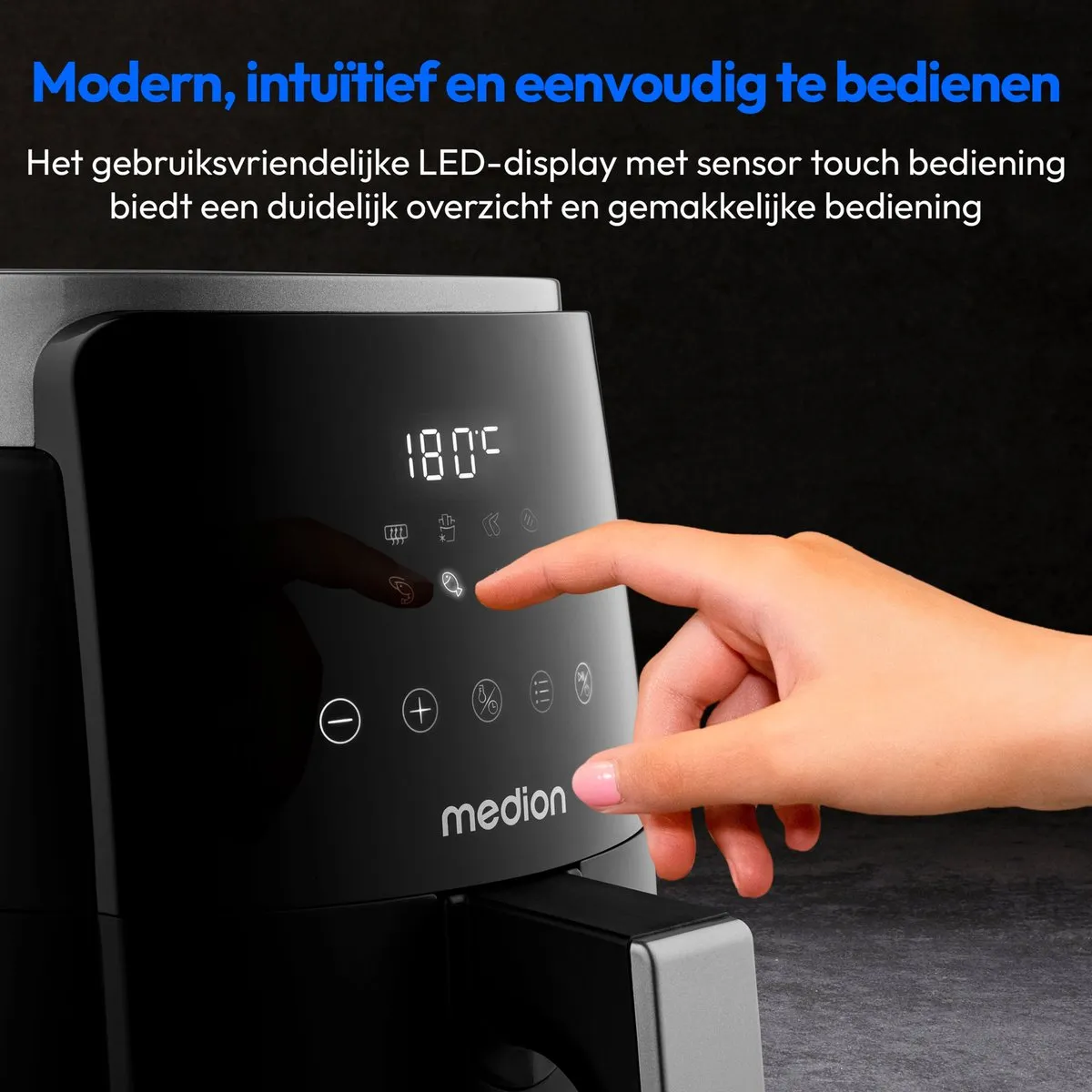 Medion Airfryer P40 L MD13030 - 4,7L 1500W 8 Programma's - Zwart