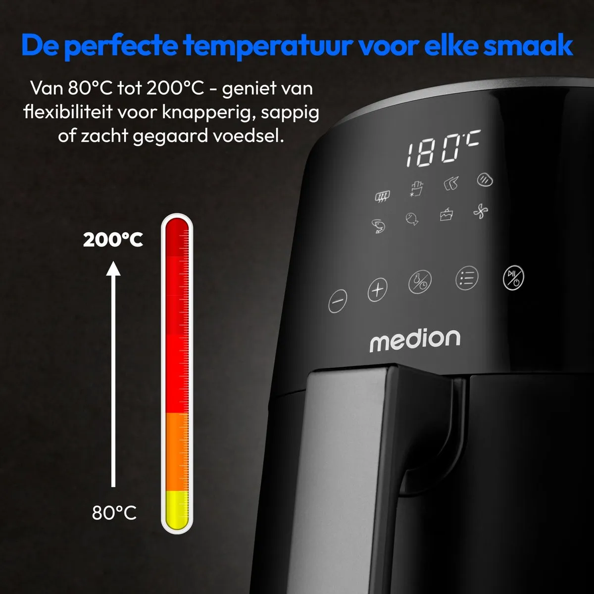 Medion Airfryer P40 L MD13030 - 4,7L 1500W 8 Programma's - Zwart
