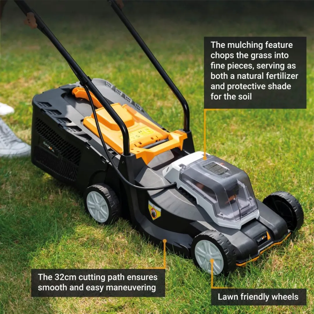 Batavia 18V Accu Grasmaaier 32cm - 25l Opvangbak - 4.0Ah Accu