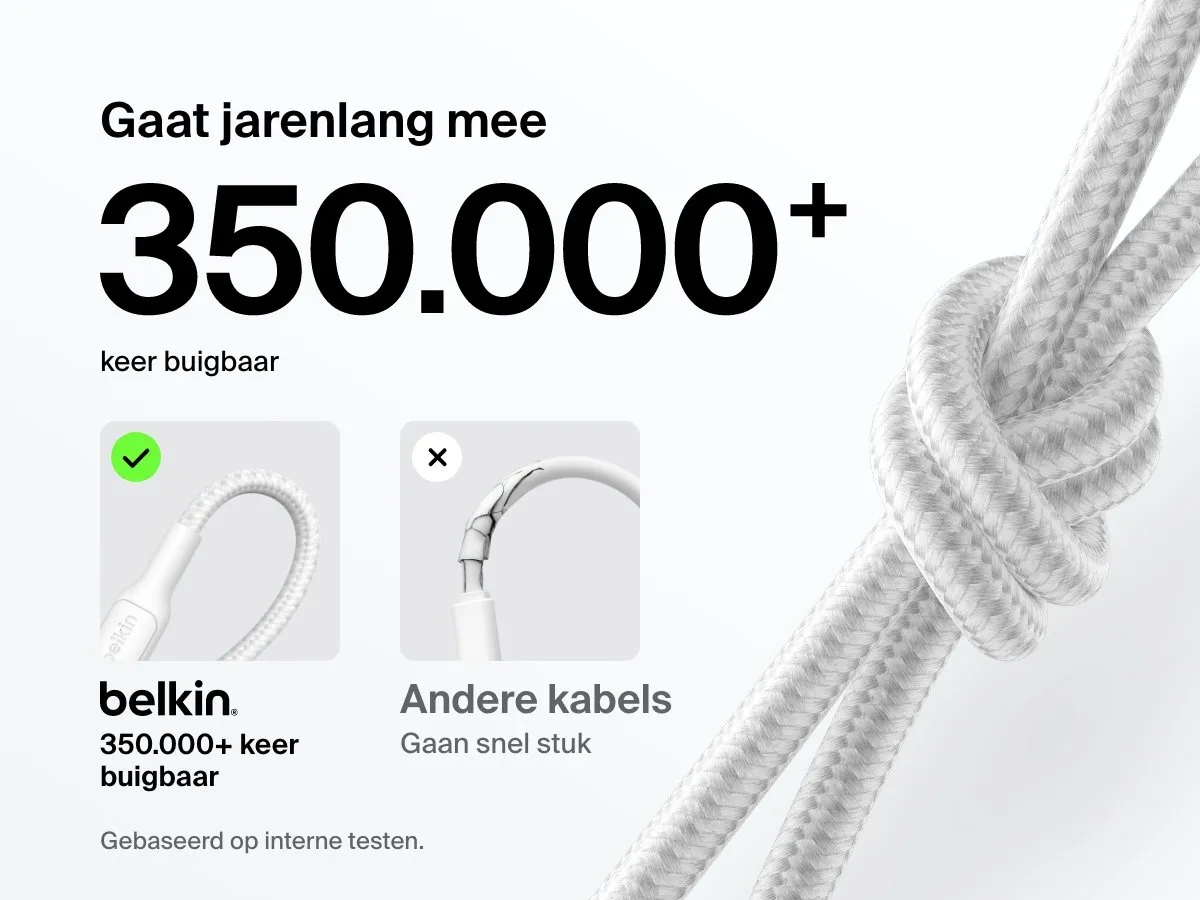 Belkin CAB025hq1MWH USB-C Kabel 240W - 1m - Wit
