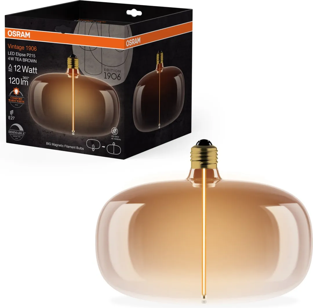 Osram Vintage 1906 Big Elipse LED - 4W 120lm E27 - Helder glas - afbeelding 6 van 6