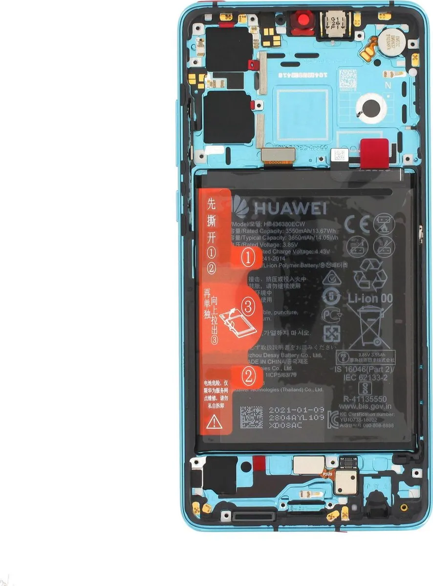 Huawei P30 Display + Batterij Set - Aurora Blauw