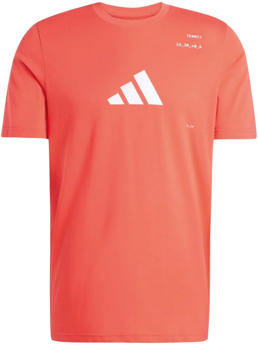 adidas AeroReady Graphic Tennis Shirt Heren L - Rood/Wit