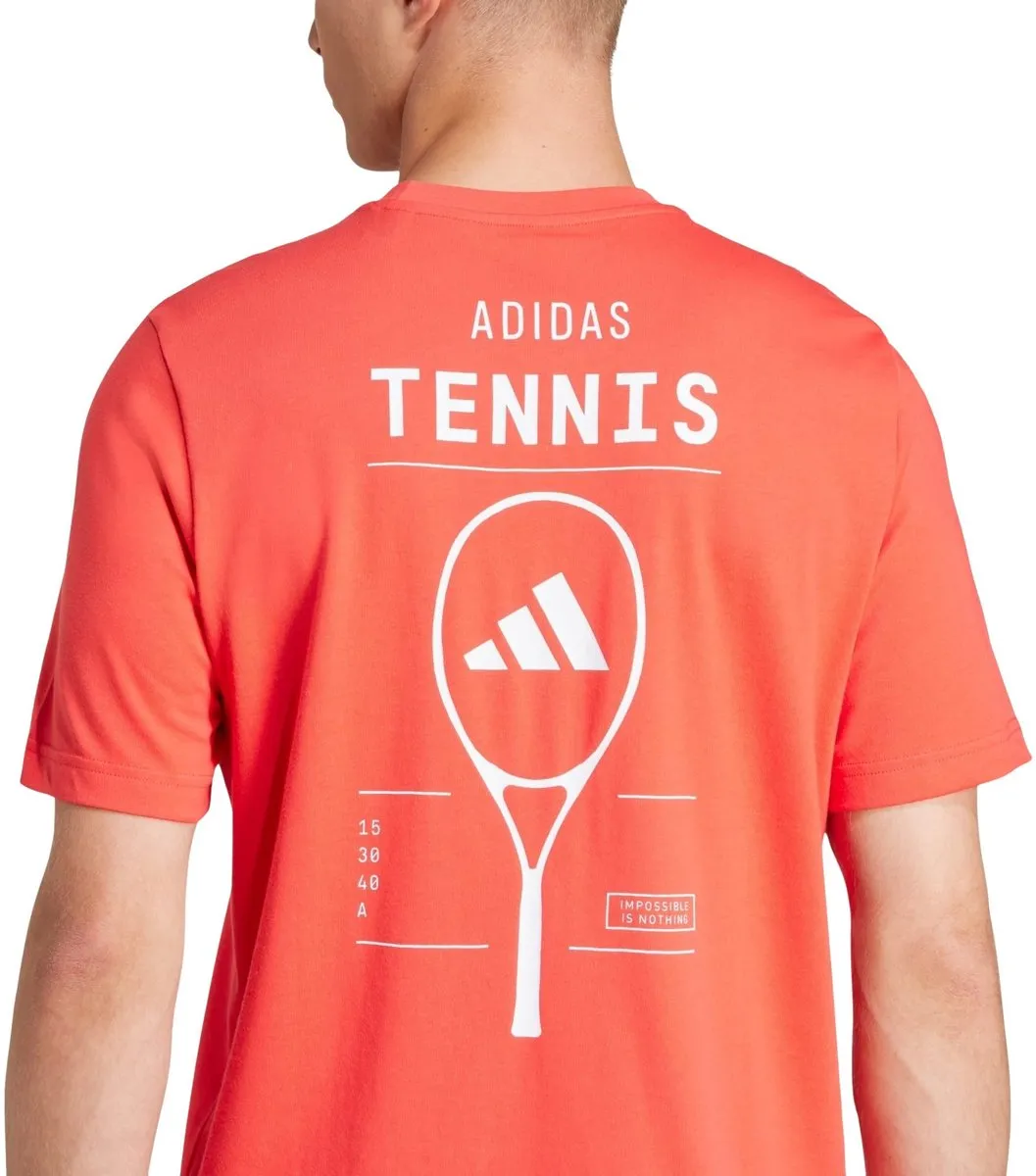 adidas AeroReady Graphic Tennis Shirt Heren L - Rood/Wit