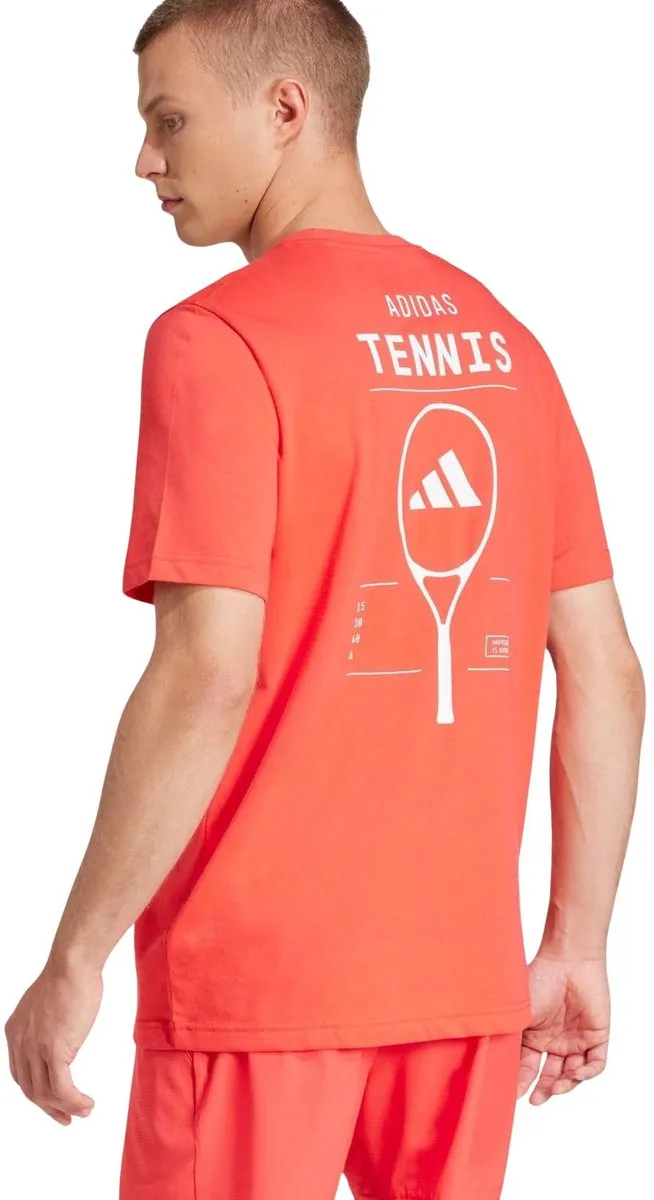 adidas AeroReady Graphic Tennis Shirt Heren L - Rood/Wit
