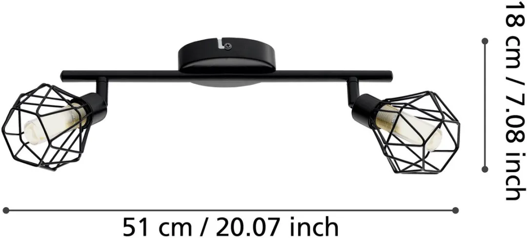 Eglo Zapata 1 Opbouwspot 2-Lichts G9-LED - Zwart/Amber - afbeelding 6 van 6