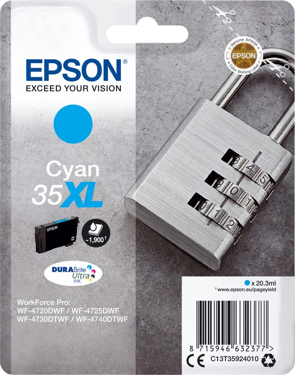Epson 35XL Cyan Inktcartridge - 1900 pagina's