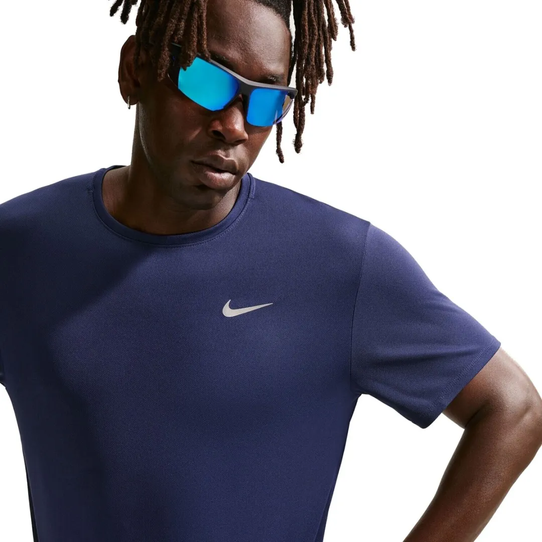 Nike Miler Dri-FIT Heren Hardloop T-shirt DV9315-410 - XL - Blauw-multicolor