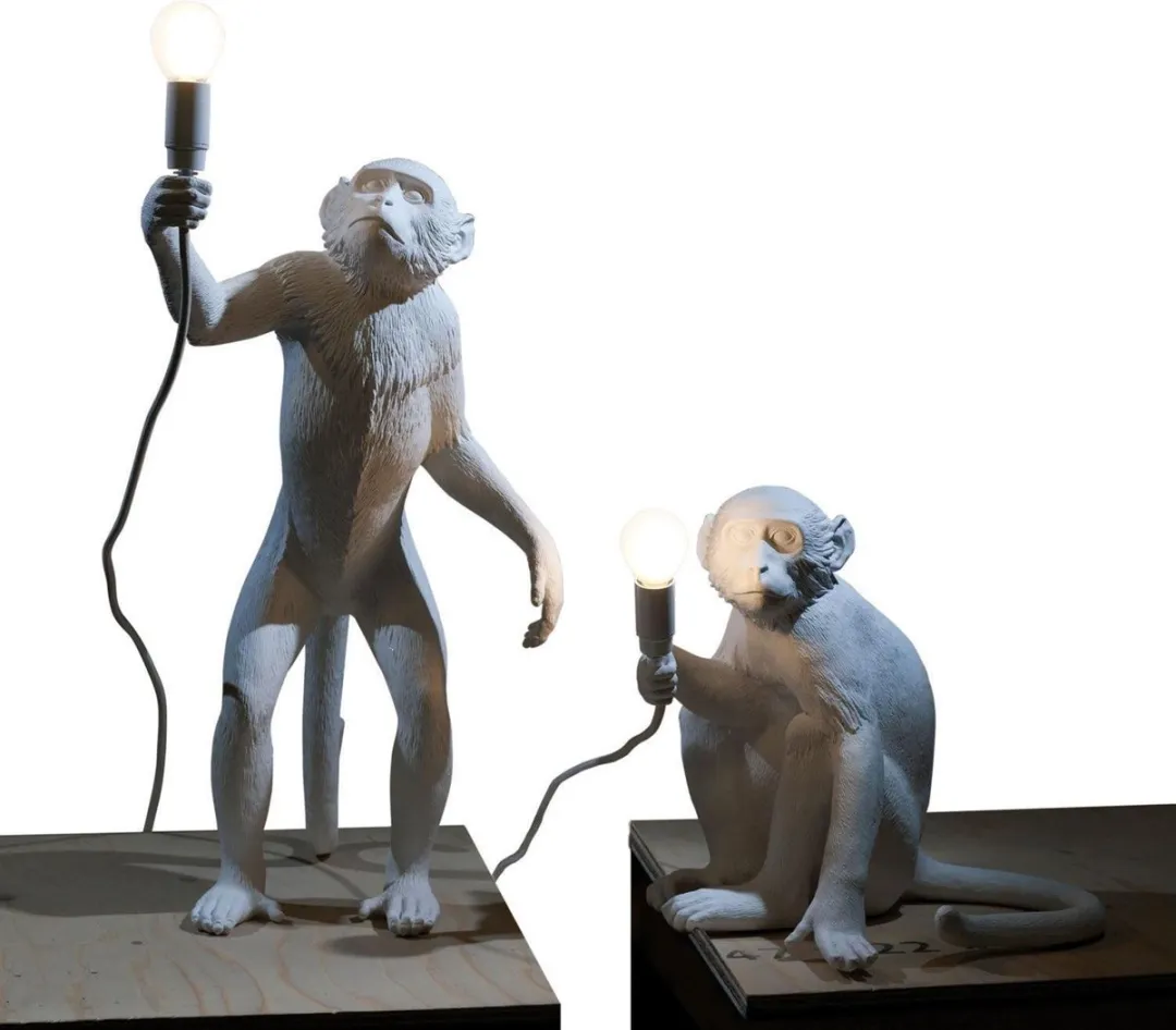 Seletti Sitting Monkey Tafellamp - Wit