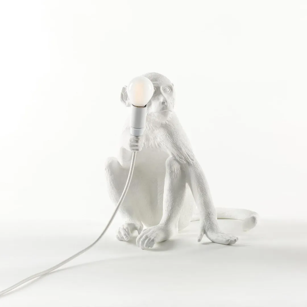 Seletti Sitting Monkey Tafellamp - Wit