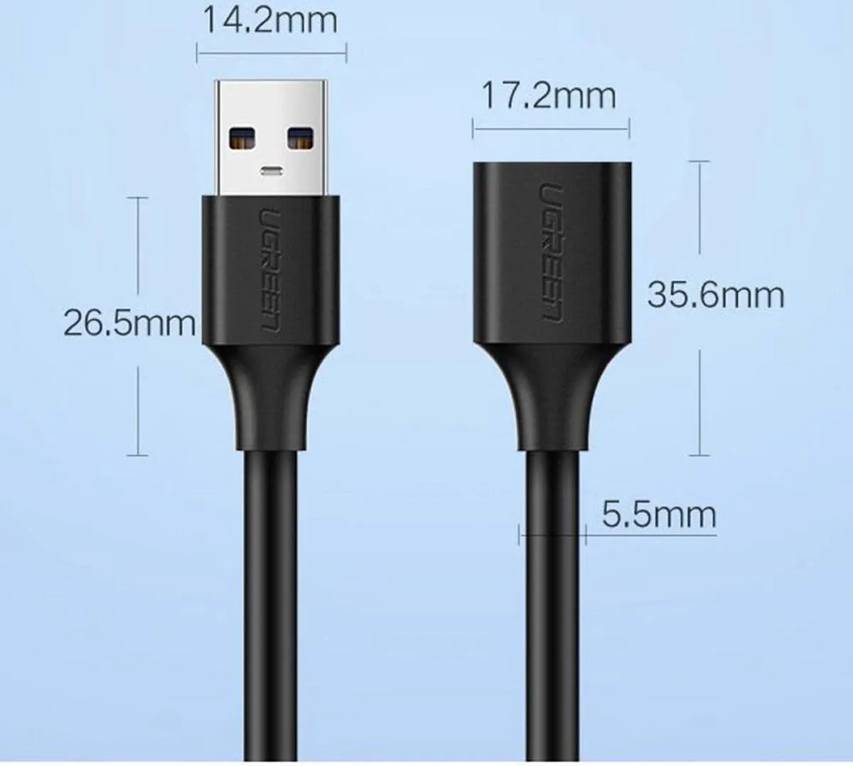 Ugreen USB Verlengkabel USB 3.0 0,5m - Zwart