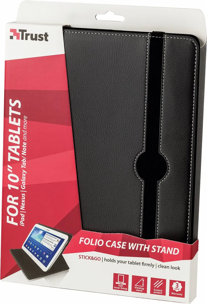 Trust Stick&Go Folio Case 19660 - 10" Tablet - Zwart
