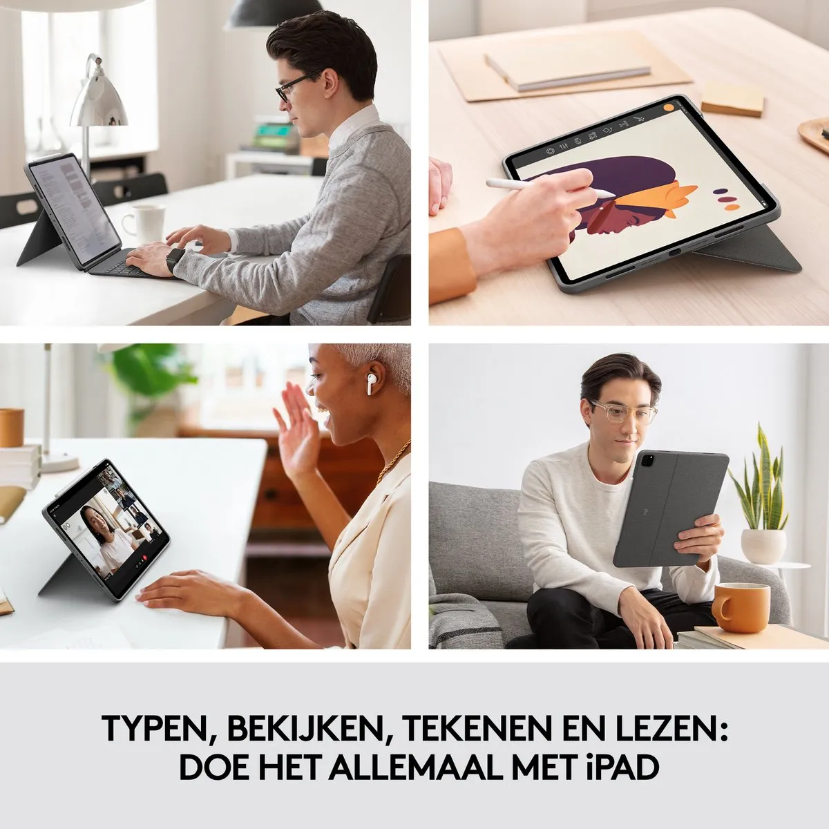 Logitech Combo Touch iPad Pro 12.9 920-010214 - Toetsenbord - Grijs