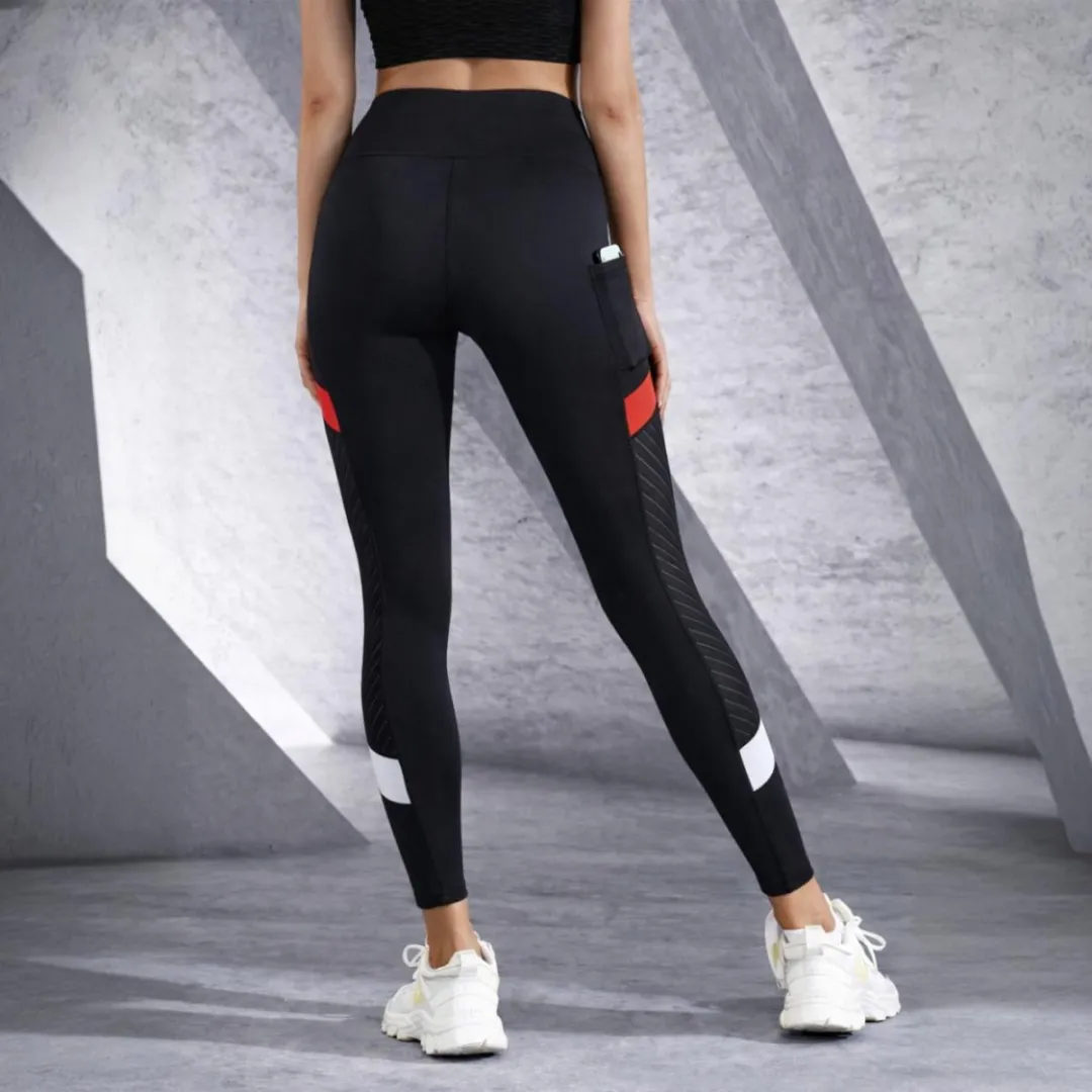 RedParrot Sportlegging Dames High Waist Fitness - M - Zwart/Rood