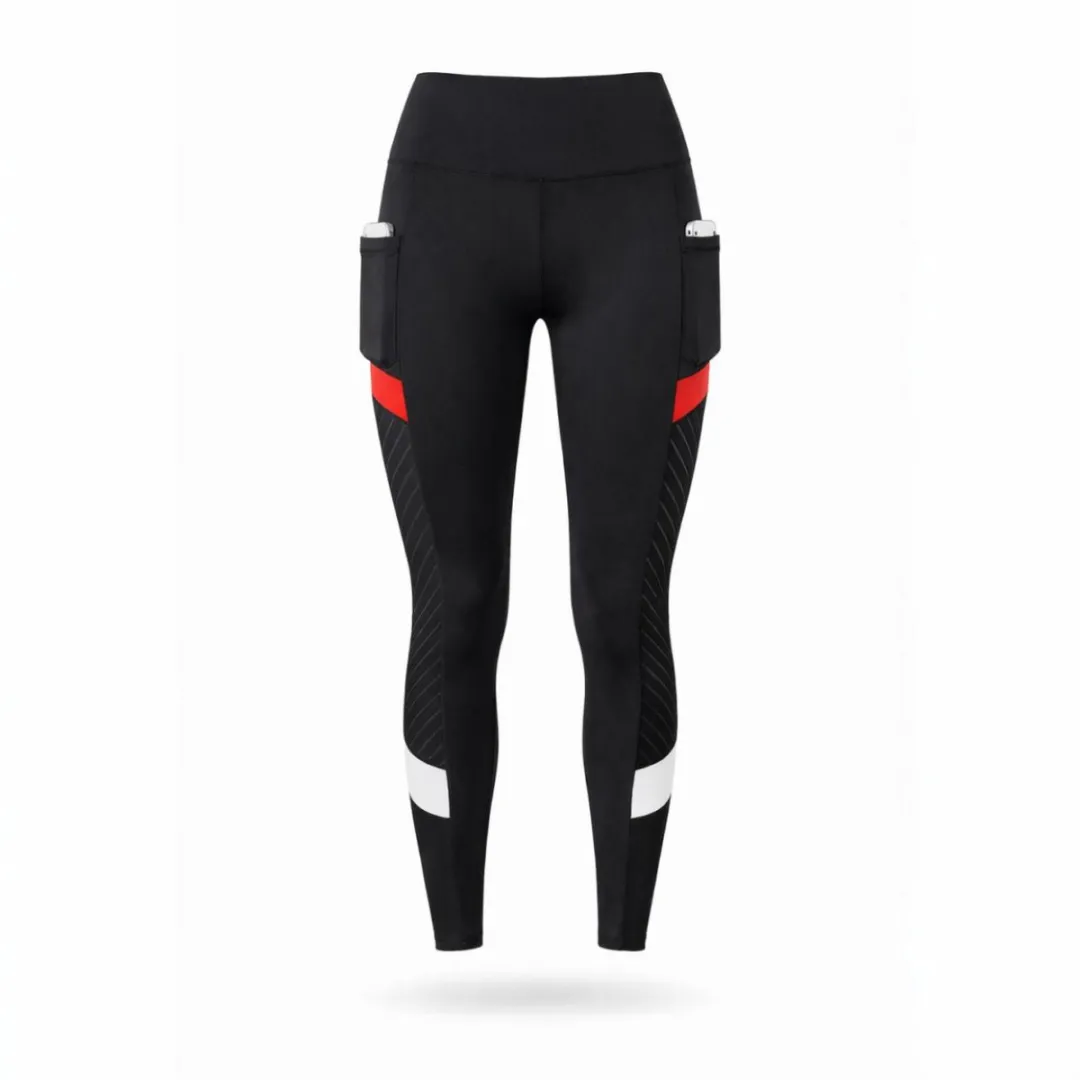 RedParrot Sportlegging Dames High Waist Fitness - M - Zwart/Rood