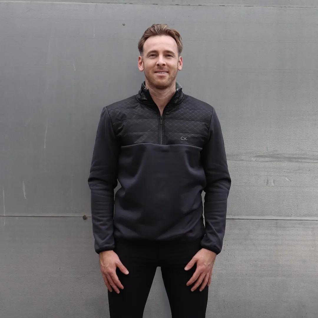 Calvin Klein Ramond Hybrid 1/4 Zip Sweater - Grijs