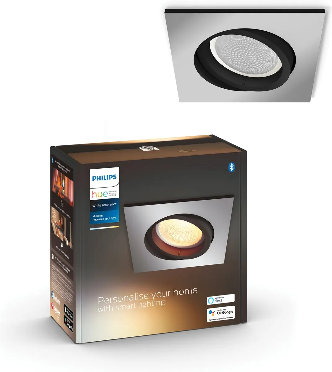 Philips Hue Milliskin Inbouwspot GU10 - 5W - Zilver