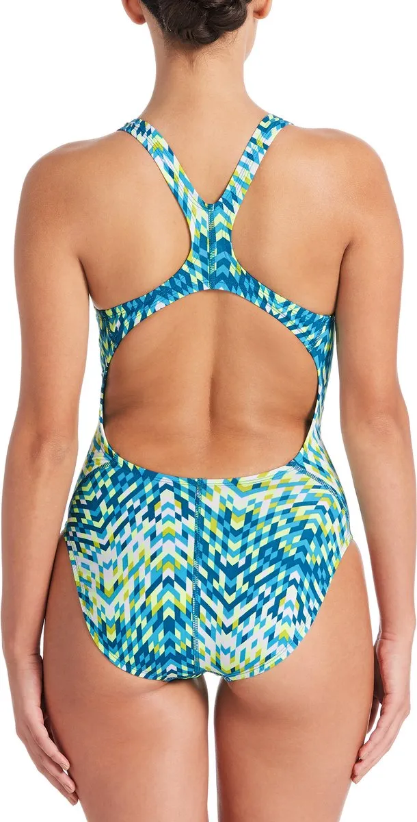 Nike Swim Digi Arrow Power Back One Piece - Dames 36 - Bont