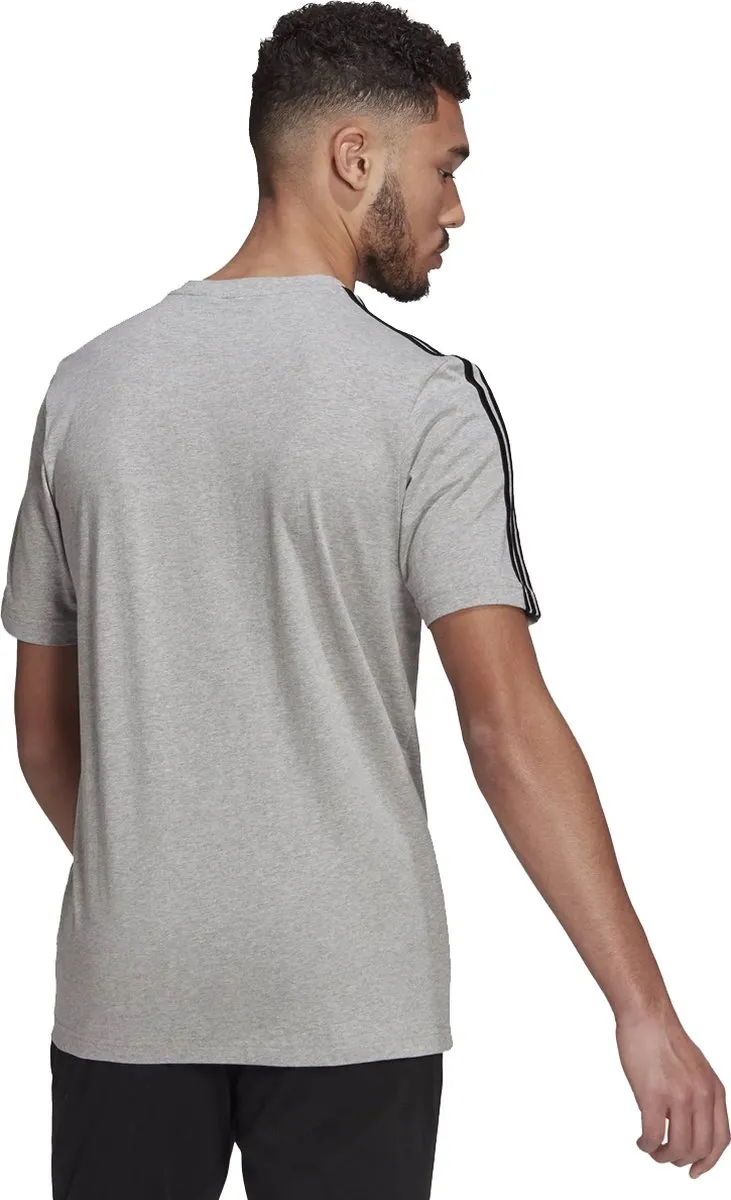 adidas Essentials 3-Stripes Sportshirt GL3735 - S - Grijs/Zwart