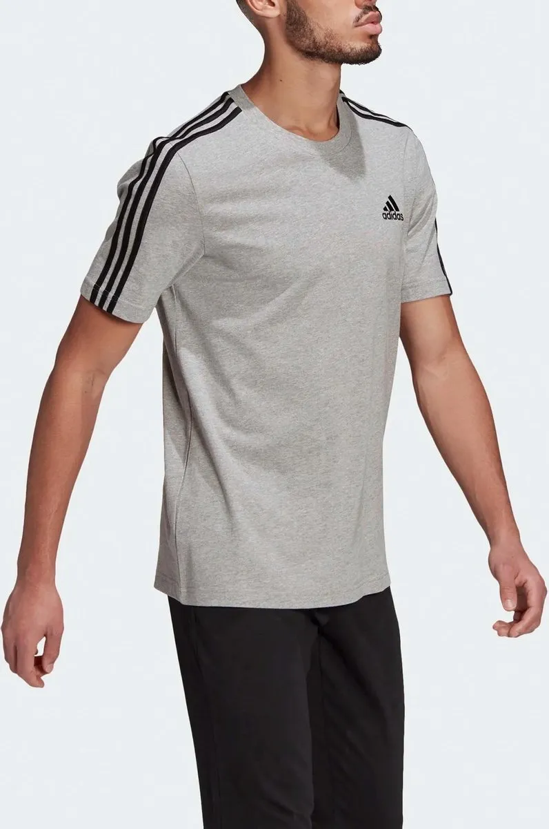 adidas Essentials 3-Stripes Sportshirt GL3735 - S - Grijs/Zwart