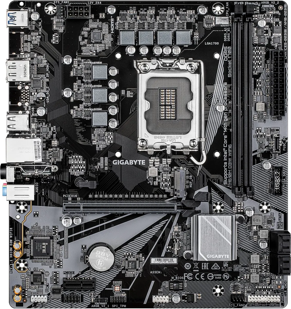 Gigabyte H610M D3W WIFI6 Micro-ATX Moederbord