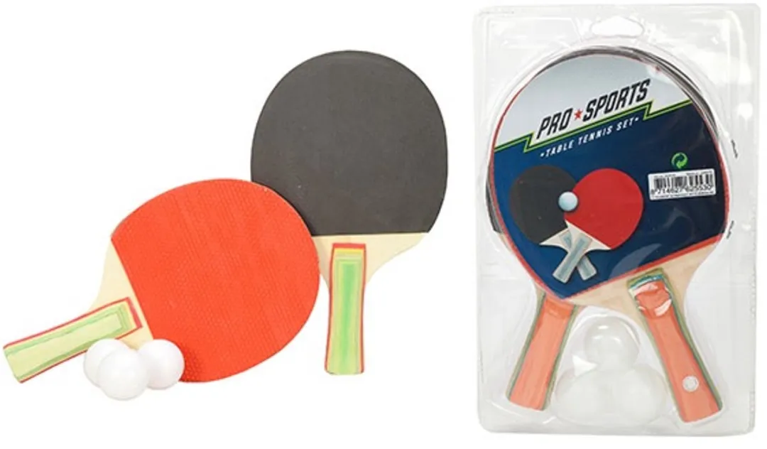 Toi-Toys Tafeltennisset 5-delig - 3 Ballen - Rood/Zwart