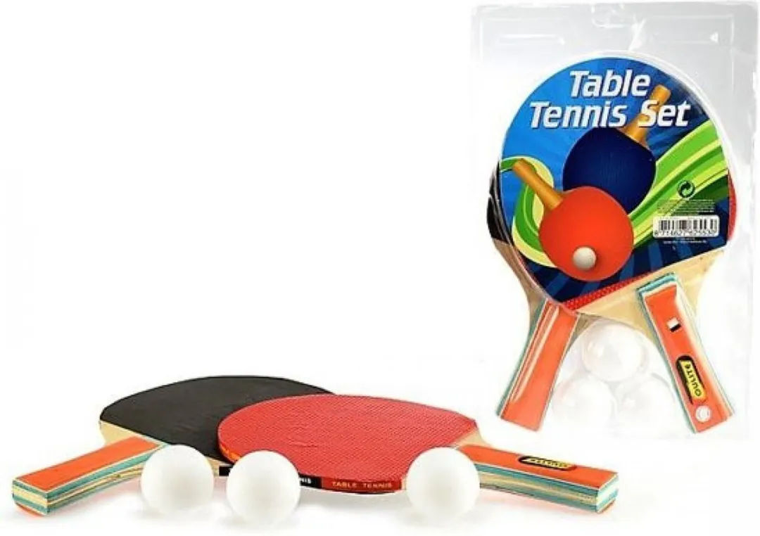 Toi-Toys Tafeltennisset 5-delig - 3 Ballen - Rood/Zwart