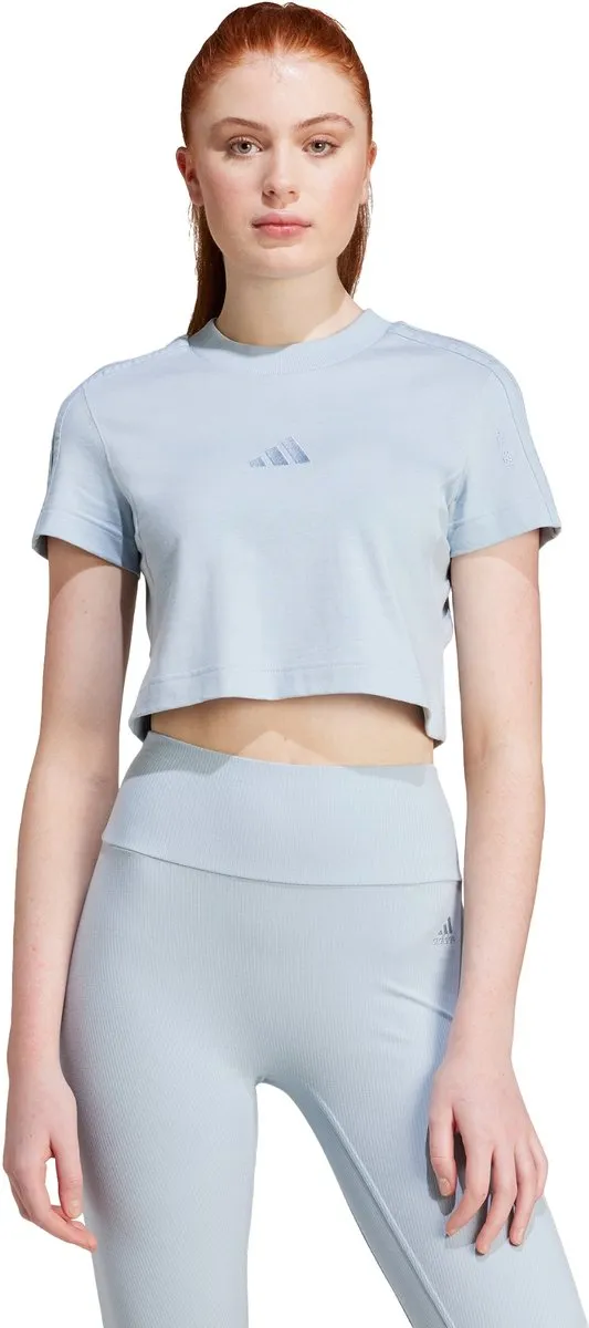 adidas ALL SZN 3-Stripes Slim T-shirt Dames - XL - Blauw