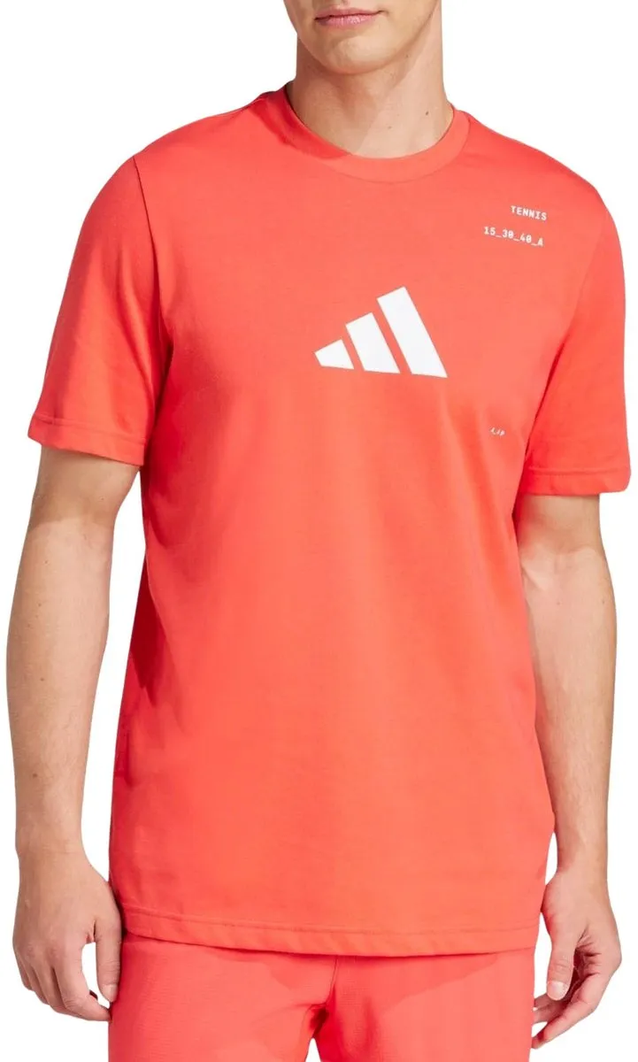 Adidas AeroReady Graphic Tennis Shirt S - Rood/Wit