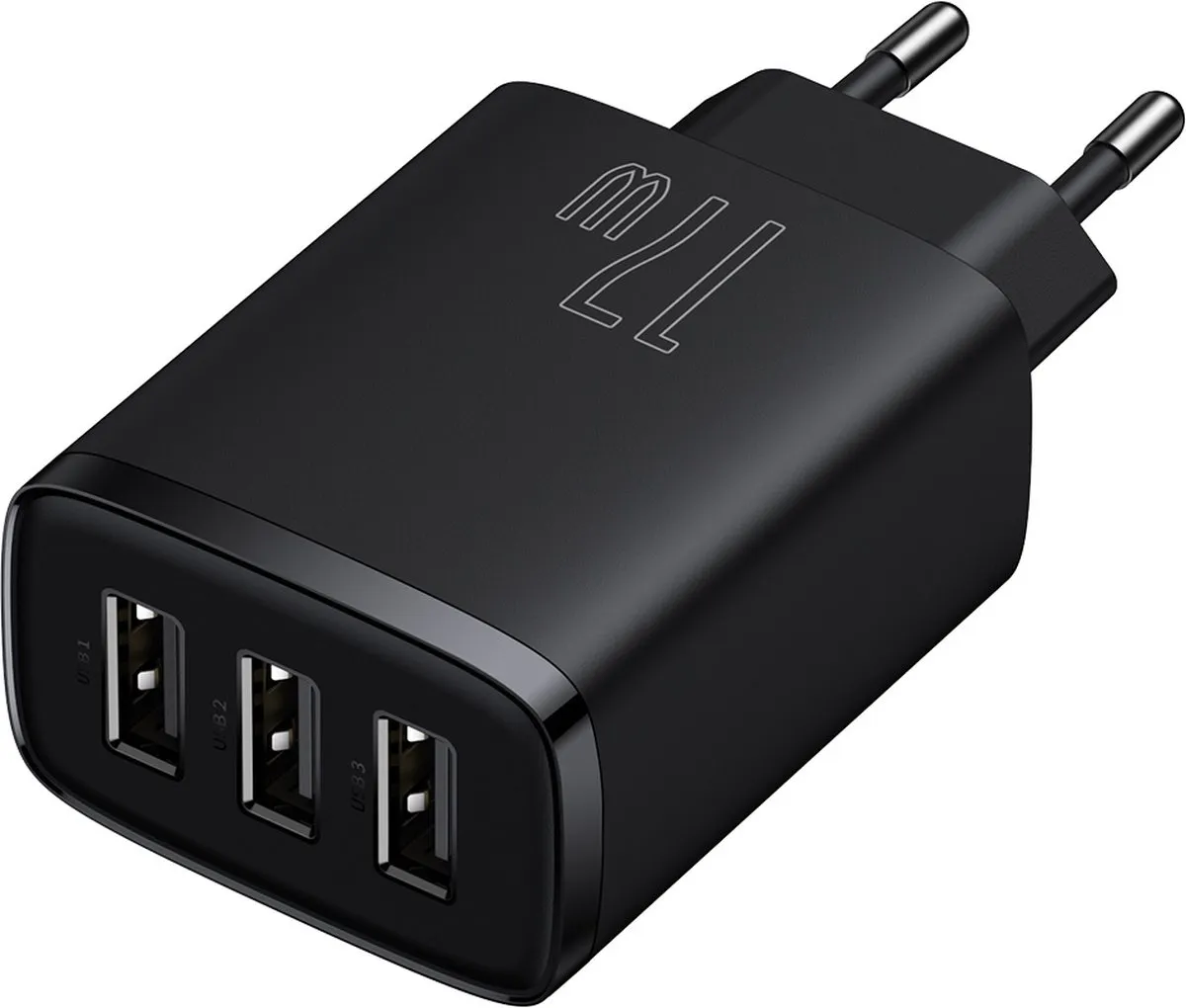 Baseus 17W USB Oplader - 3 Poorten - Zwart