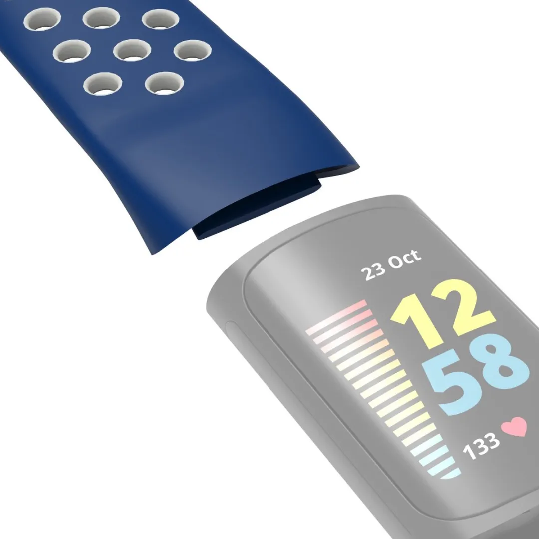 Hama Sportpolsband Fitbit Charge 5 - D.blauw/grijs - afbeelding 6 van 6