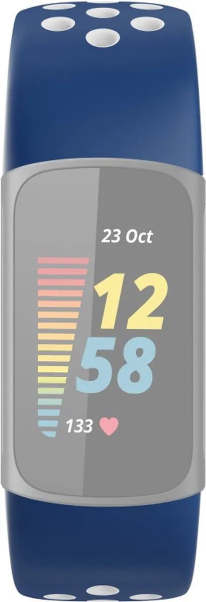 Hama Sportpolsband Fitbit Charge 5 - D.blauw/grijs