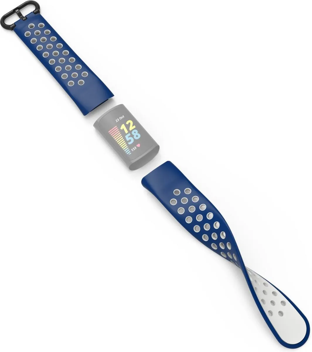 Hama Sportpolsband Fitbit Charge 5 - D.blauw/grijs