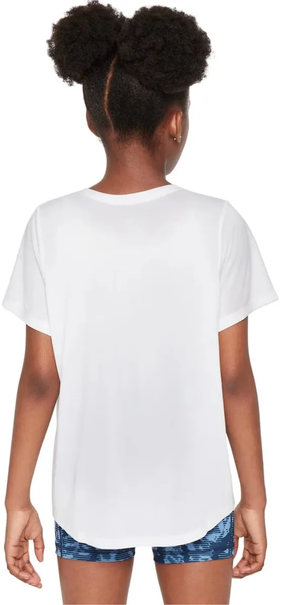 Nike One Fitted Dri-FIT Shirt - Wit/Zwart - 158/170