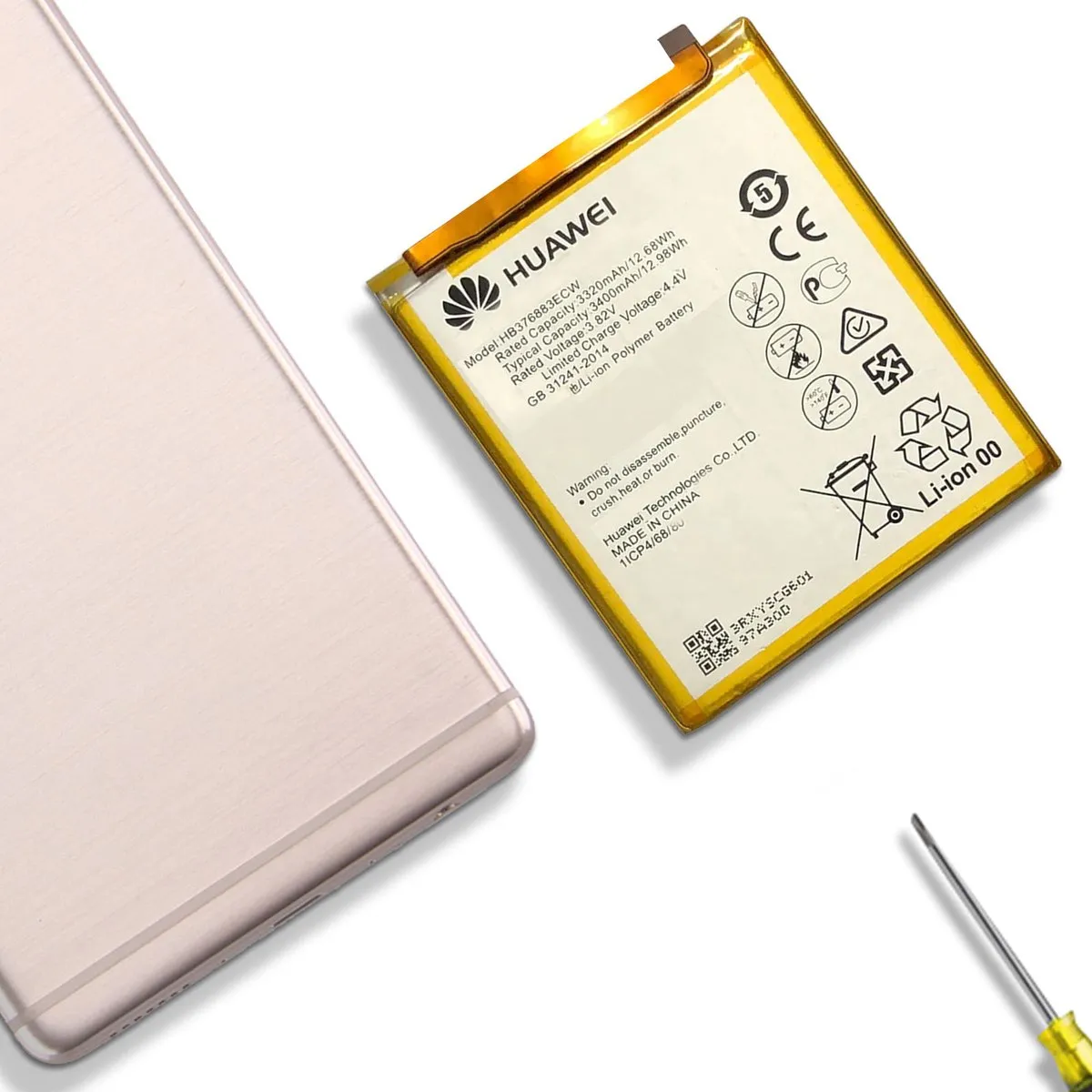 Huawei P9 Plus HB376883ECW Interne batterij - 3400mAh - Wit - afbeelding 2 van 5