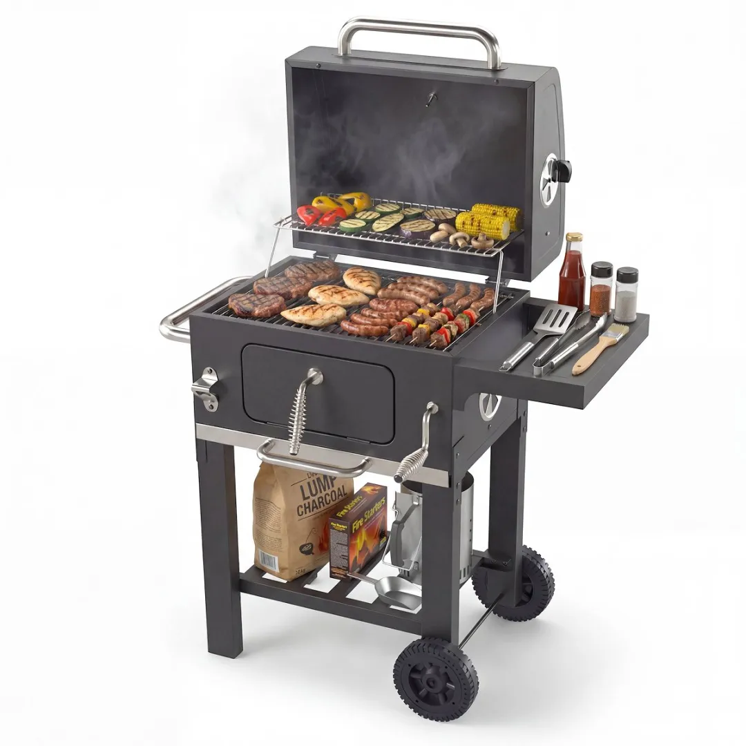 KitchenBrothers BBQ KB1004214 - 40cm - 12 Burgers - Zwart