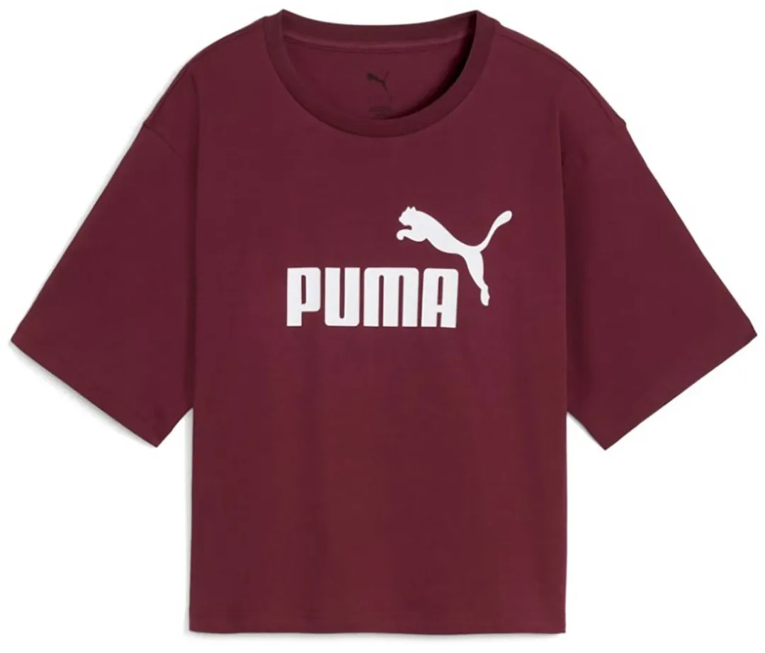 PUMA Ess Cropped T-Shirt No. 1 Relaxed Tee Logo - Zwart L
