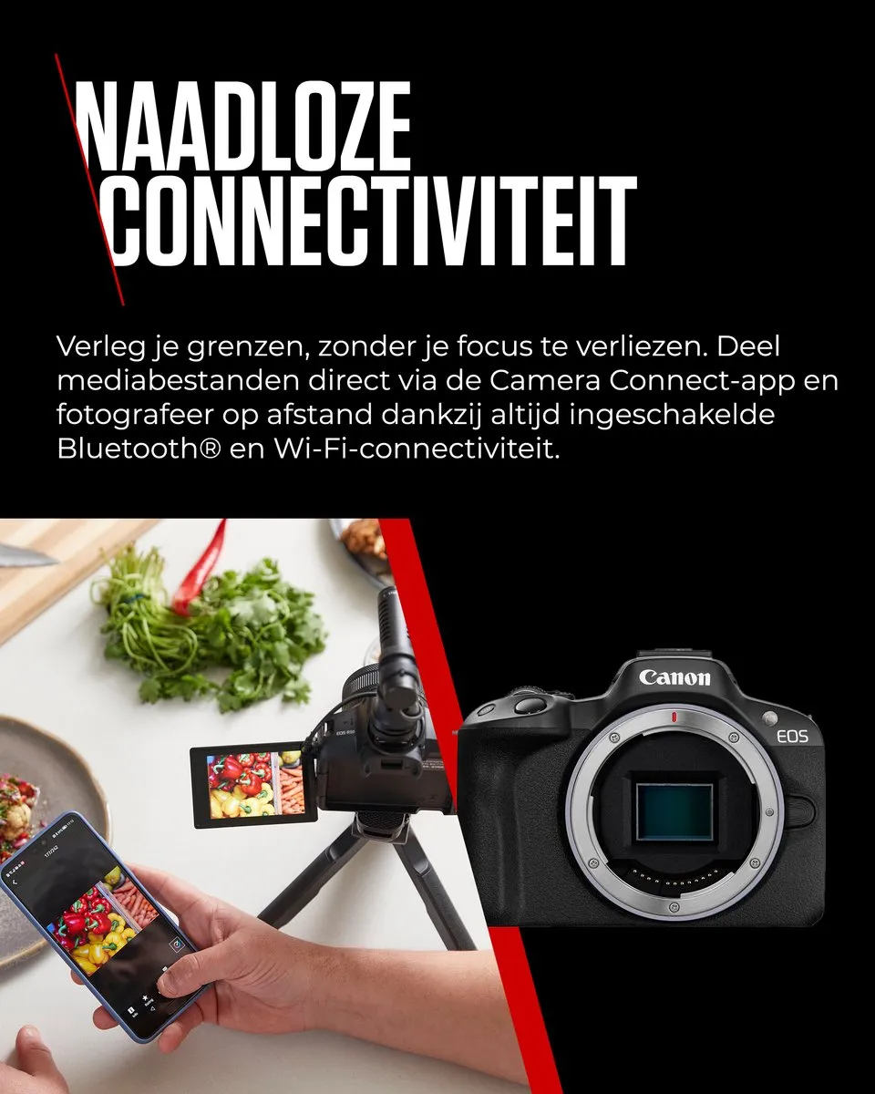 Canon EOS R50 RF-S 18-45 IS STM - 24.2 MP - 4K - Zwart