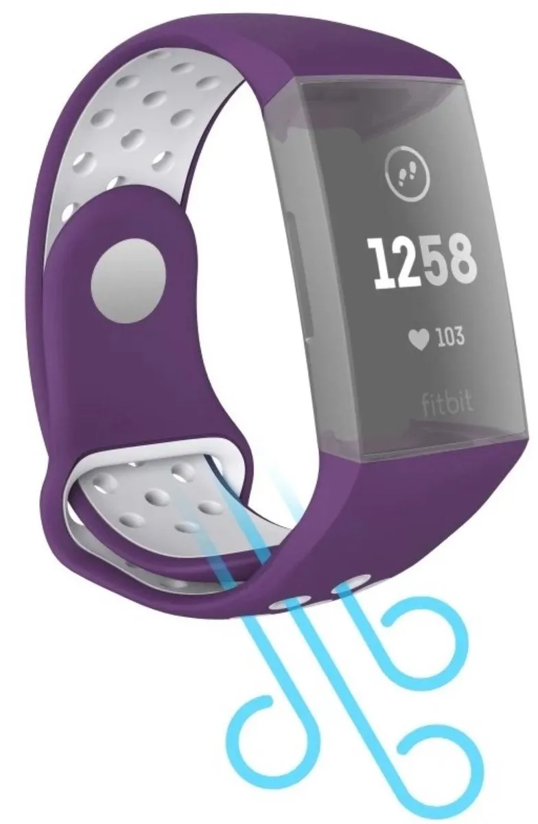 Hama Sportpolsband Fitbit Charge 3/4 - Paars/Grijs - 00086224