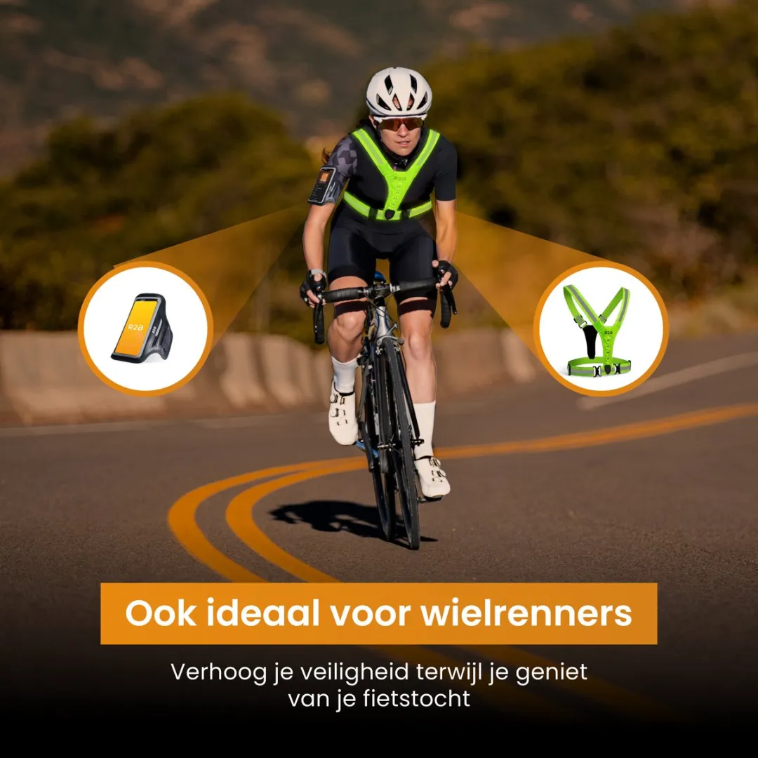 R2B Hardloopset Enschede - Telefoonhouder t/m 6 inch + Verlicht Vest